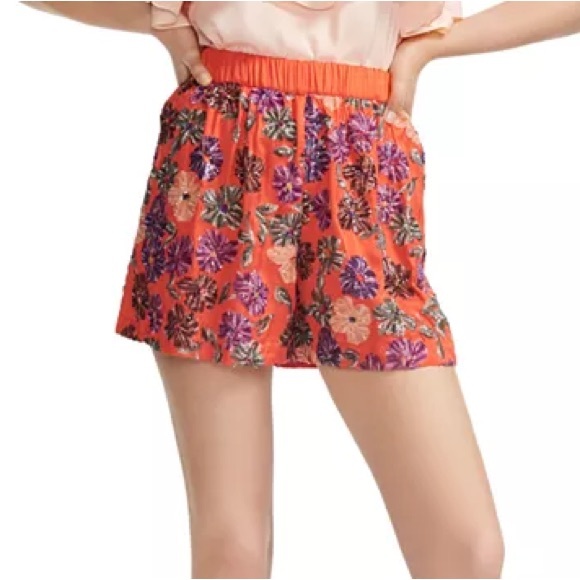 Maje Izul Sequined Floral Mini Shorts